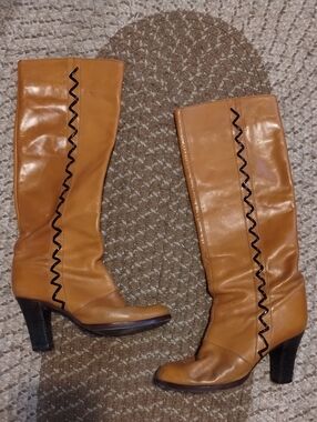 Step One Brown leather go go boots VINTAGE 70S